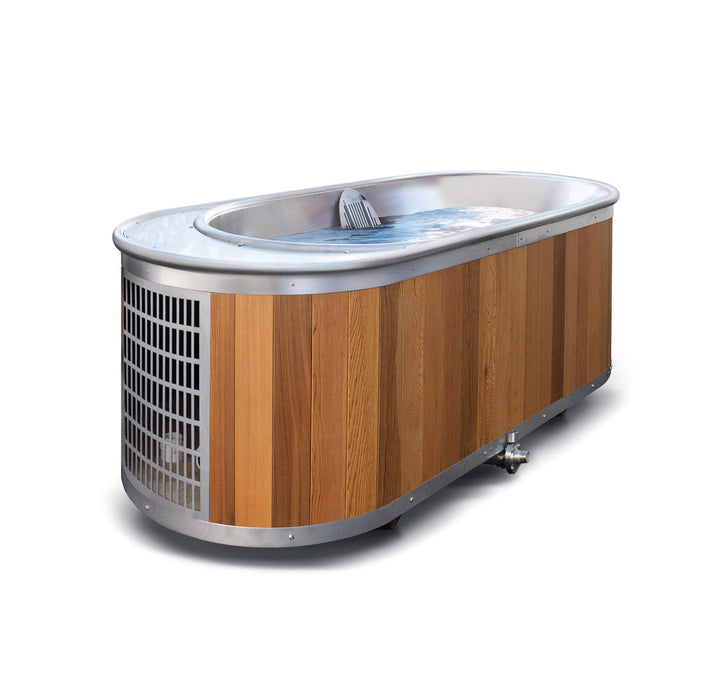 iSteel All-In-One Stainless Steel and Cedar Cold Plunge - iCoolsport