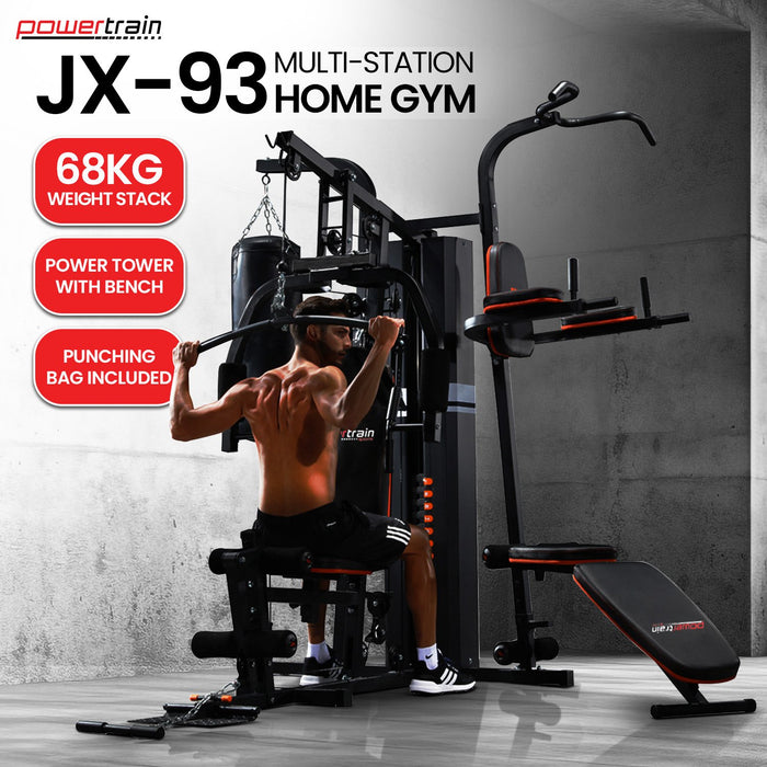 Powertrain Multi Station Home Gym 68KG Weights Punching Bag