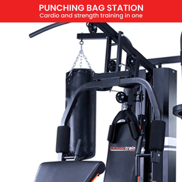 Powertrain Multi Station Home Gym 68KG Weights Punching Bag
