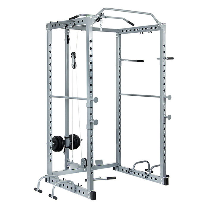 Power Rack Squat Cage Stands w Lat Pulldown Home Gym