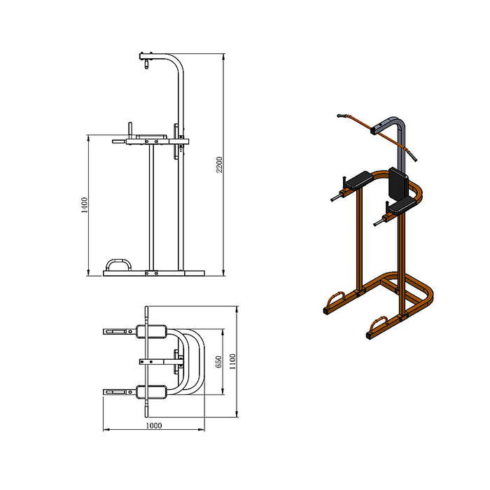 AB Power Tower Dip Chin Push Up Home Gym MultiStation