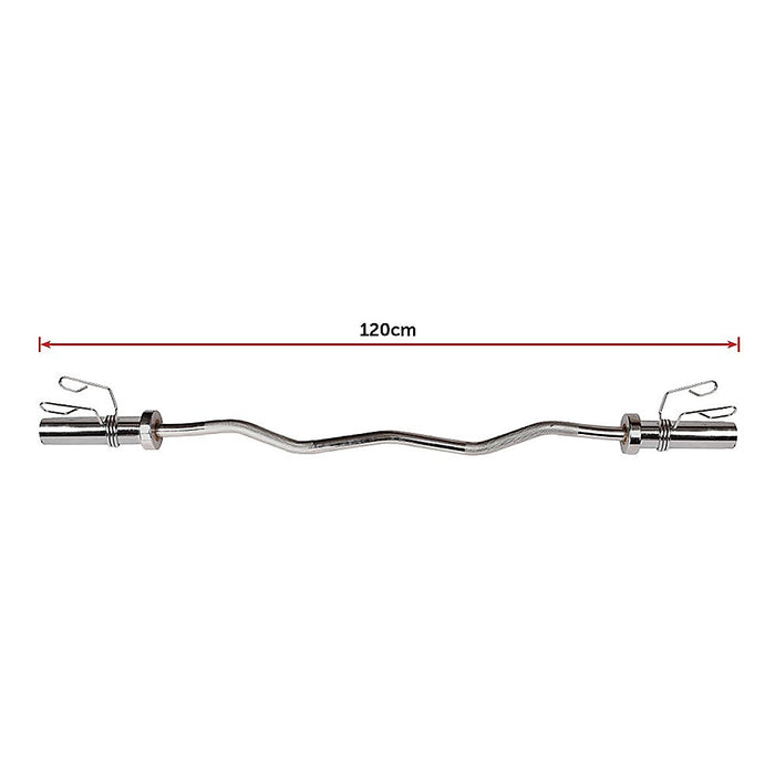 120cm Chrome Olympic EZ Curl Bar – Weightlifting Barbell for Home Gym & Bodybuilding
