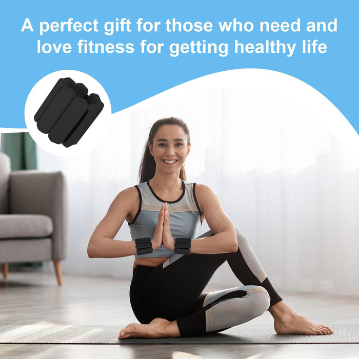 Red Adjustable Silicone Wrist & Ankle Weights - 2lb Pair (900g) | Comfortable Fitness Resistance Bands for Workout, Running, Training